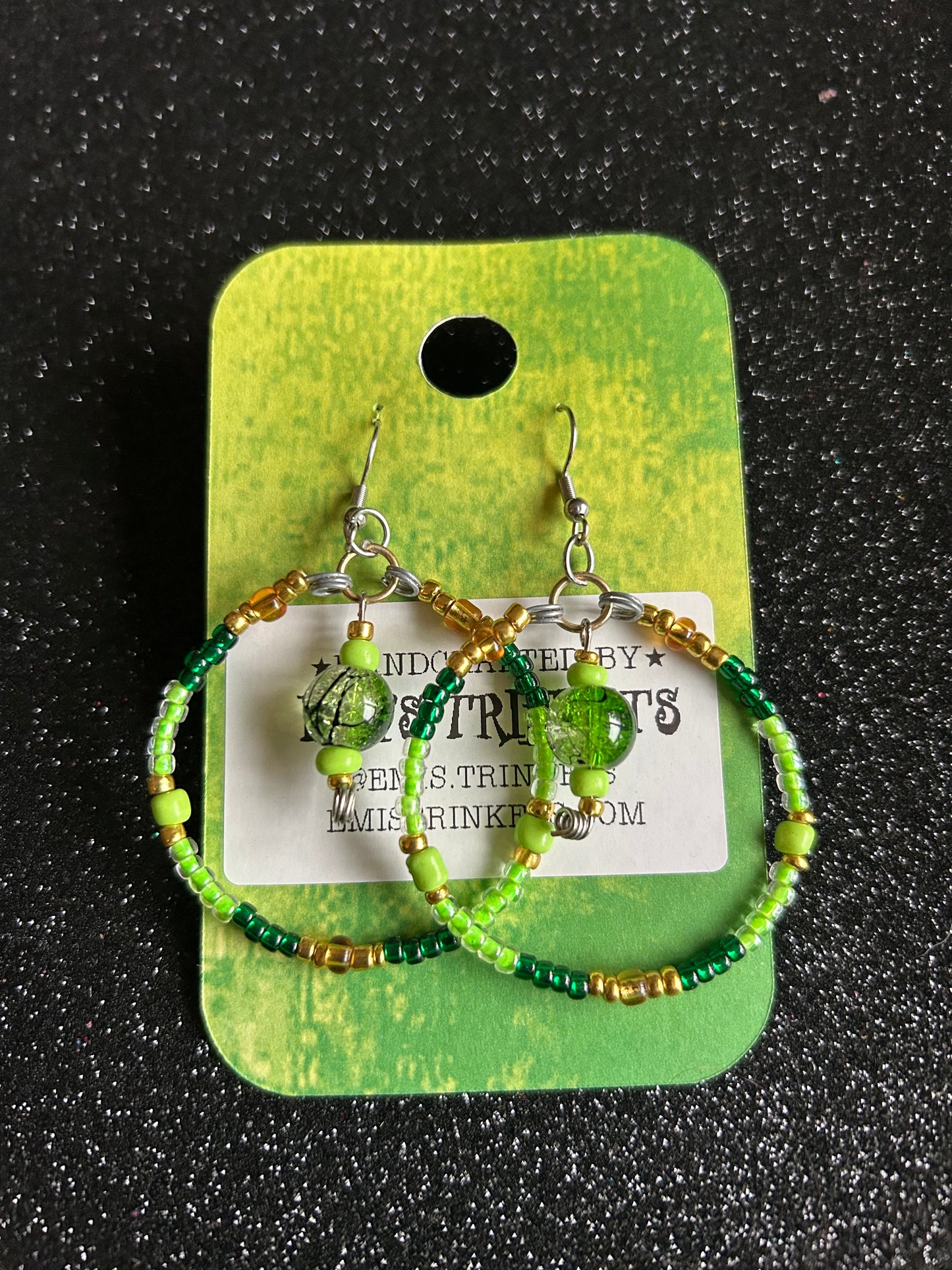 Green and gold modern dangle