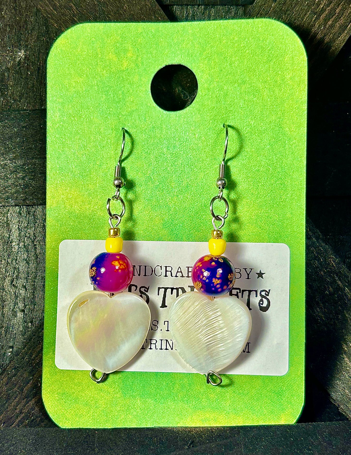 Neon Shell Hearts Dangle