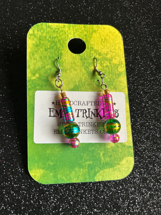 Pink + Blue Abstract Dangle
