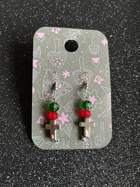 Green + Red Cross dangle