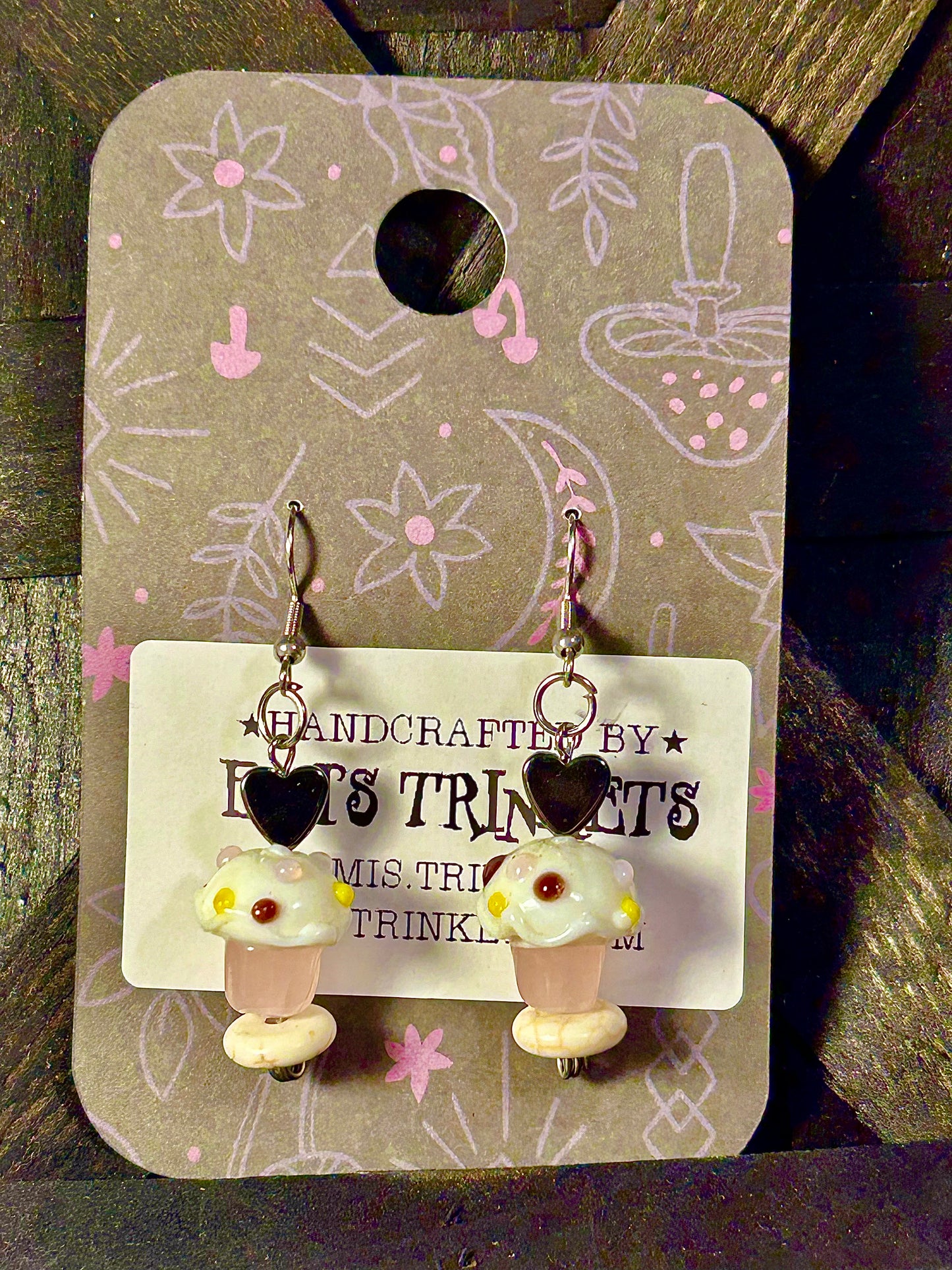 Hematite Cupcake Dangle