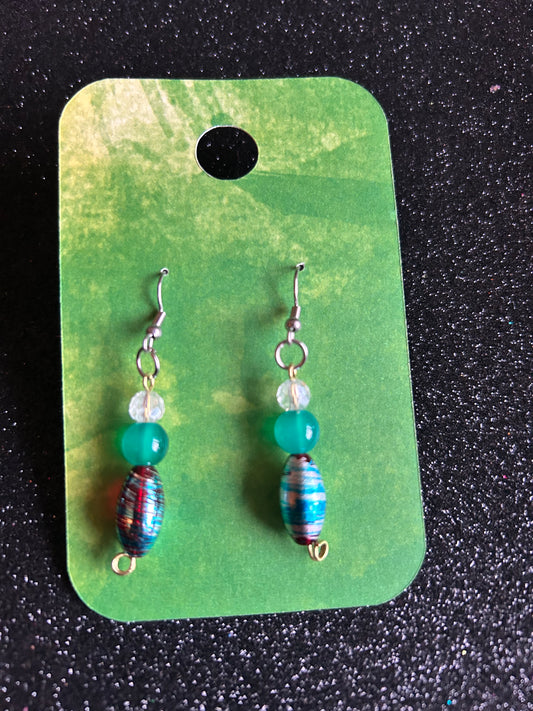 Clear + Blue abstract dangle